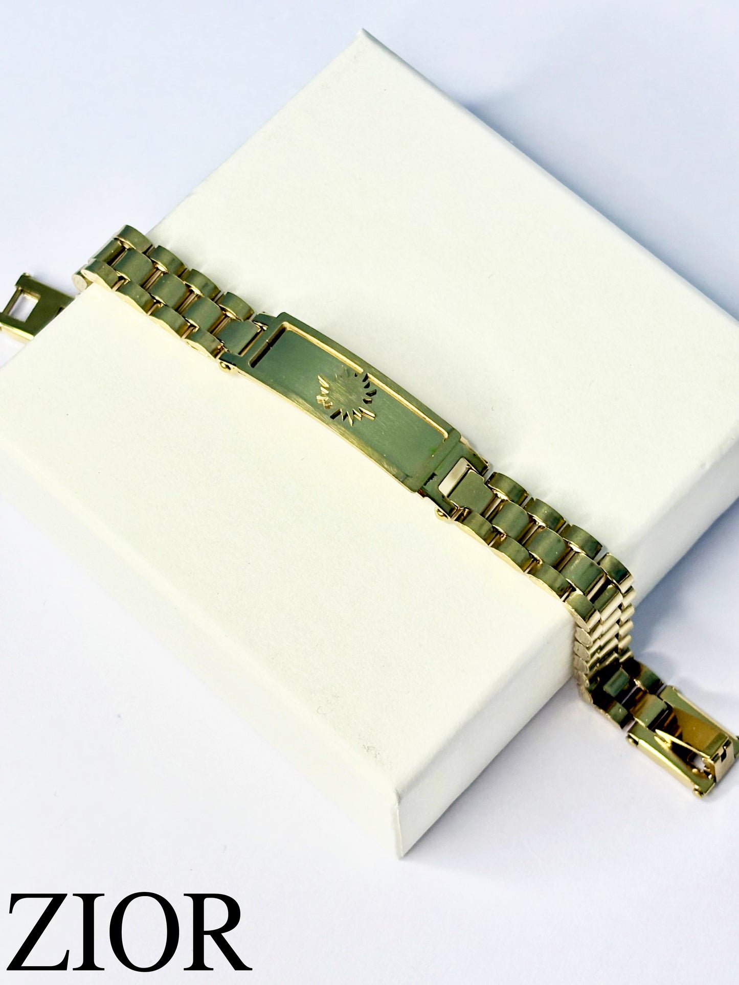 ZIOR Men's Gold-Tone Stainless Steel Bracelet with Sun Emblem