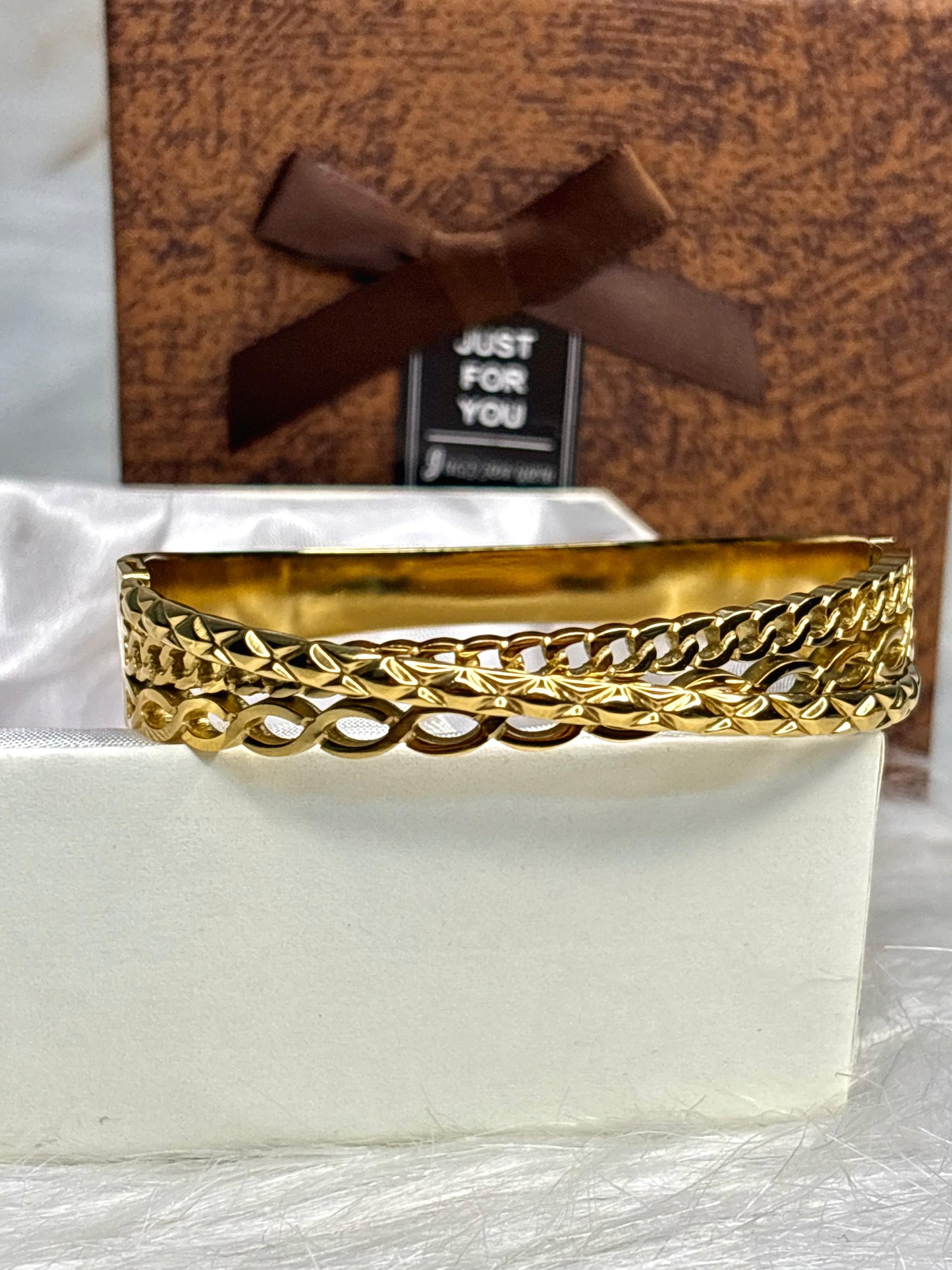 Anti-Tarnish Gold Chain Link Bangle Bracelet for Women | Korean Style Jewellery