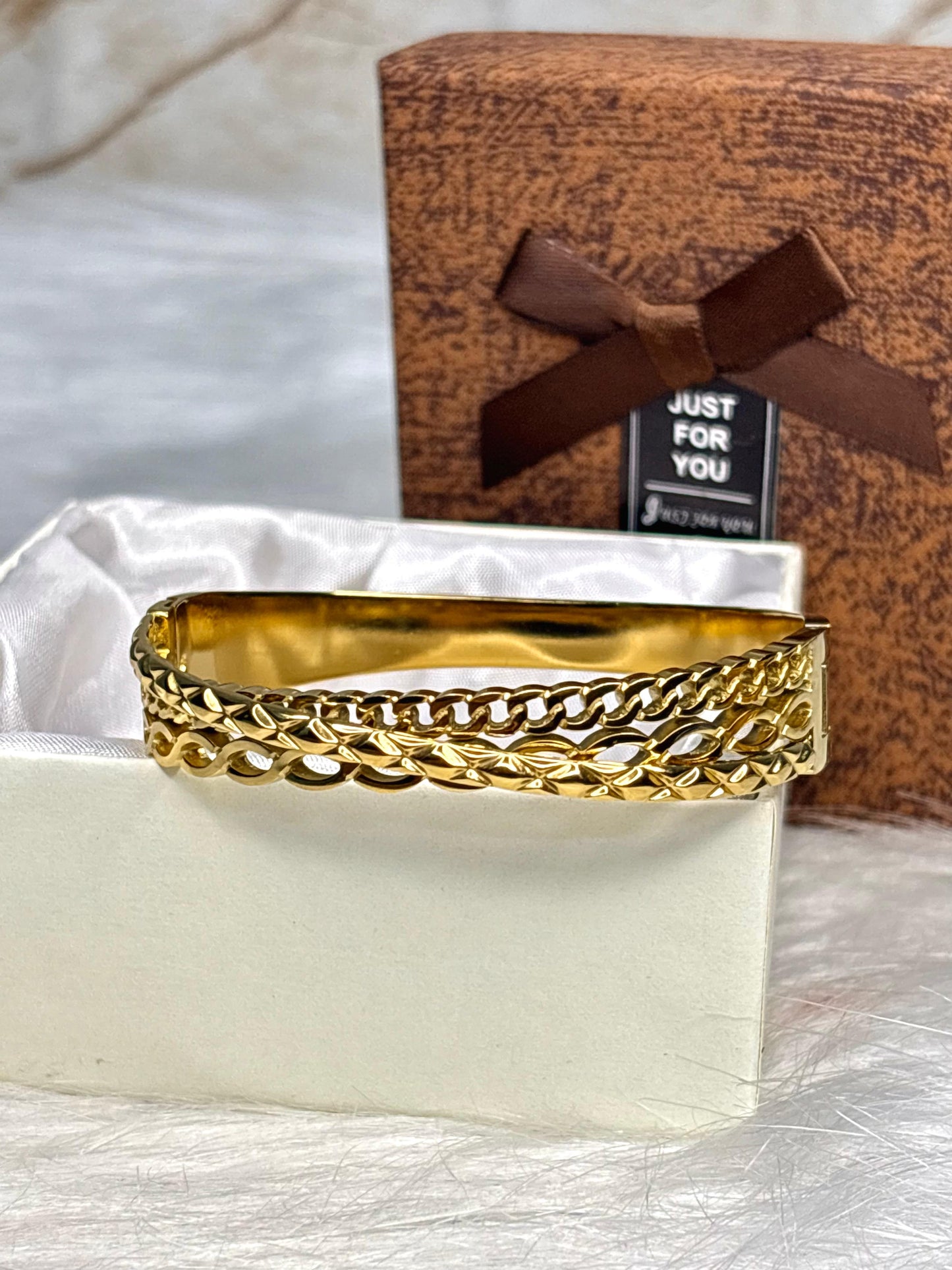 Anti-Tarnish Gold Chain Link Bangle Bracelet for Women | Korean Style Jewellery