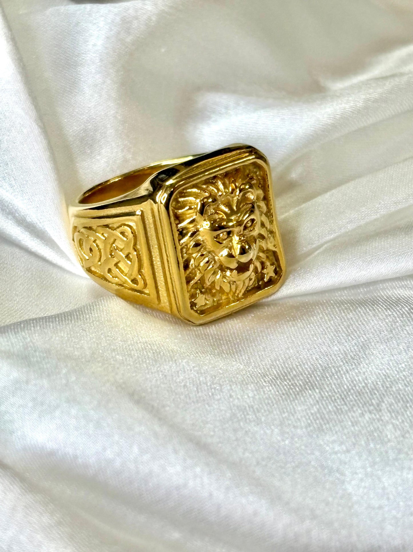 ZIOR Men Gold Plated Ring | Anti-Tarnish Stainless Steel Ring | Size 11 -12