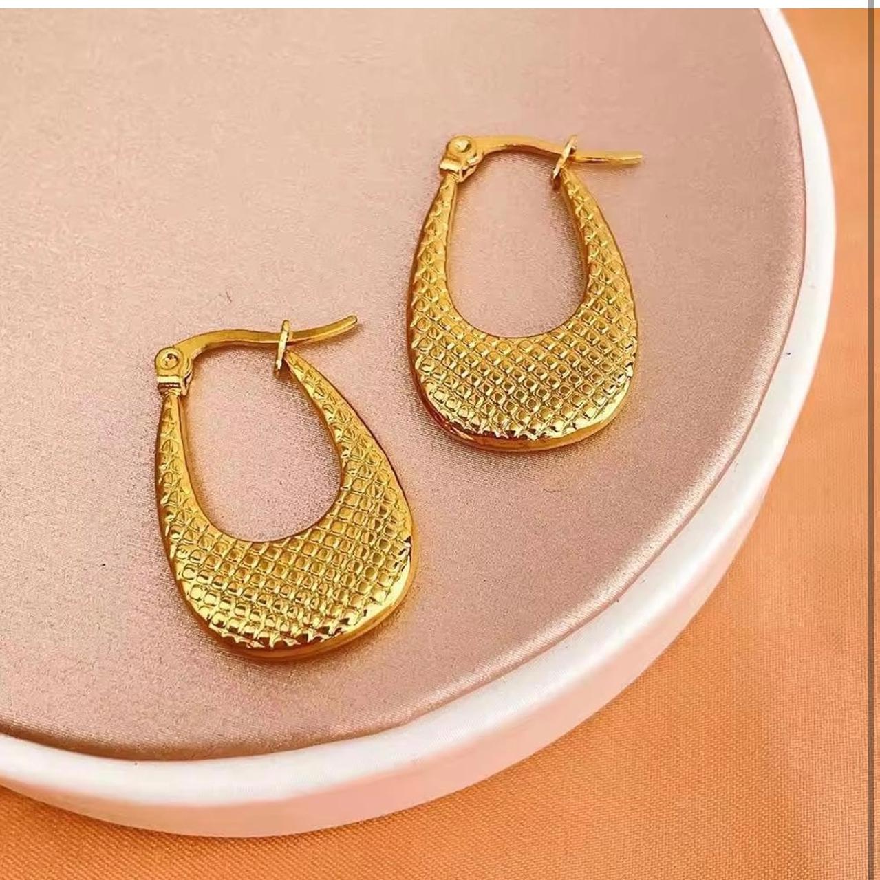 Women's Gold Plated Textured Hoop Earrings - Daily Wear | Party Wear | Office Wear