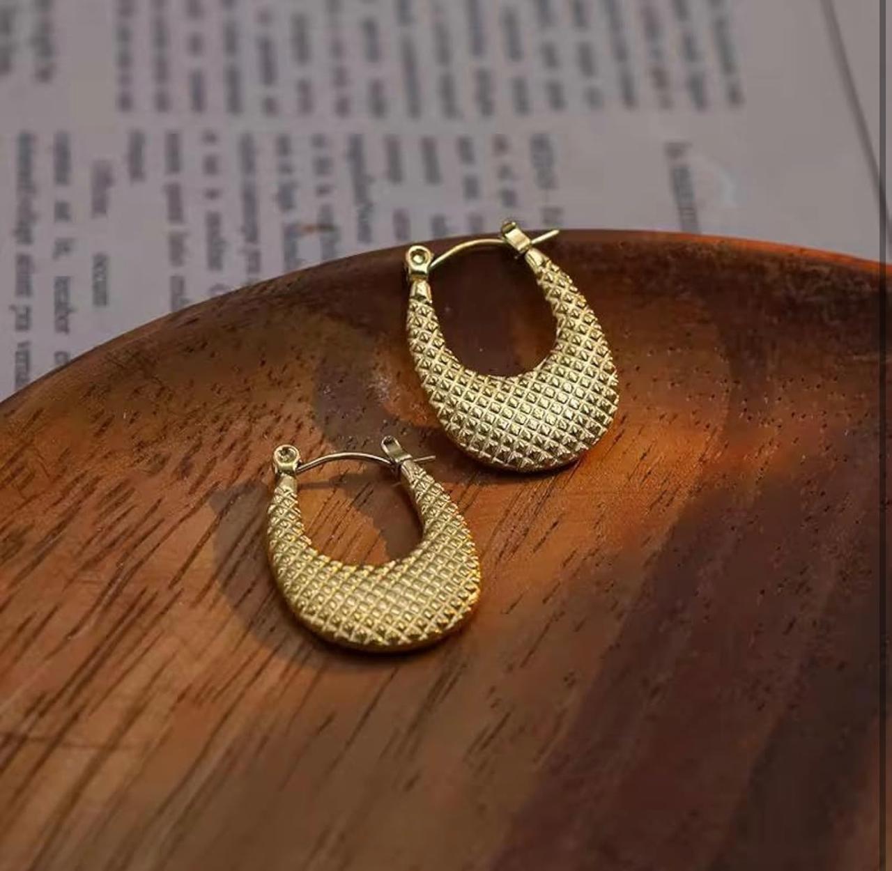 Women's Gold Plated Textured Hoop Earrings - Daily Wear | Party Wear | Office Wear
