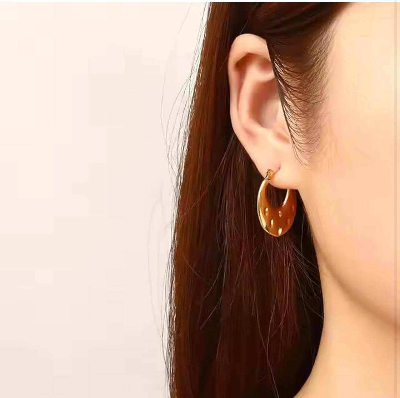 Women's Gold Plated Textured Hoop Earrings - Daily Wear | Party Wear | Office Wear