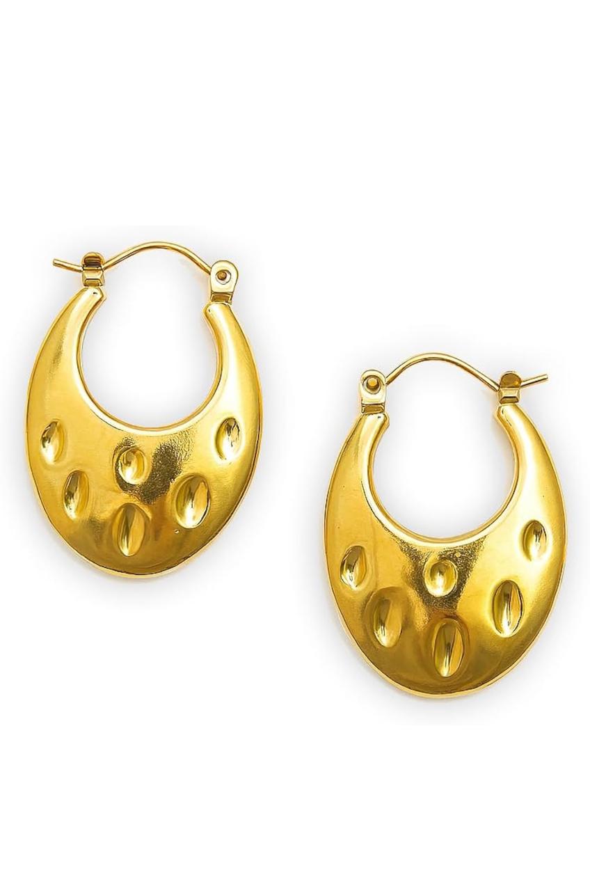 Women's Gold Plated Textured Hoop Earrings - Daily Wear | Party Wear | Office Wear