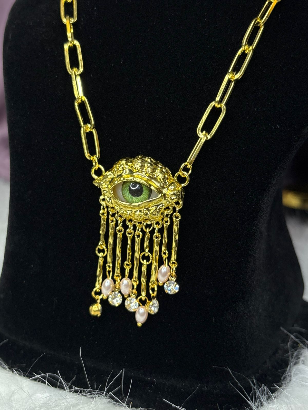 Mystic Gaze Statement Real Eye look Necklace