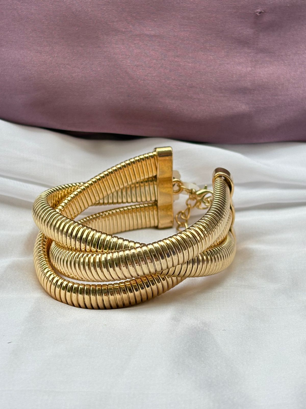 Golden Spiral Wrap Bangle Bracelet