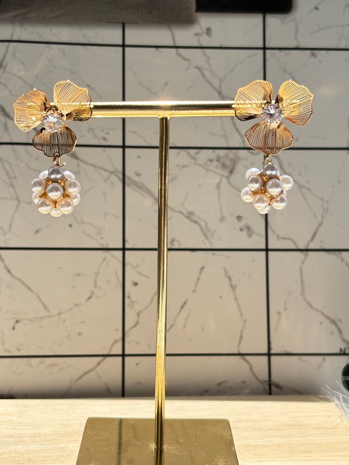 Flower- Pearl Drop Earrings