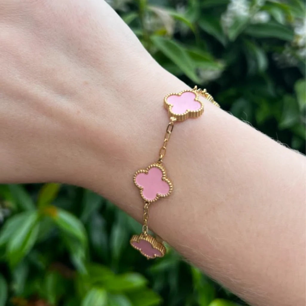 Pink Clover Charm Bracelet