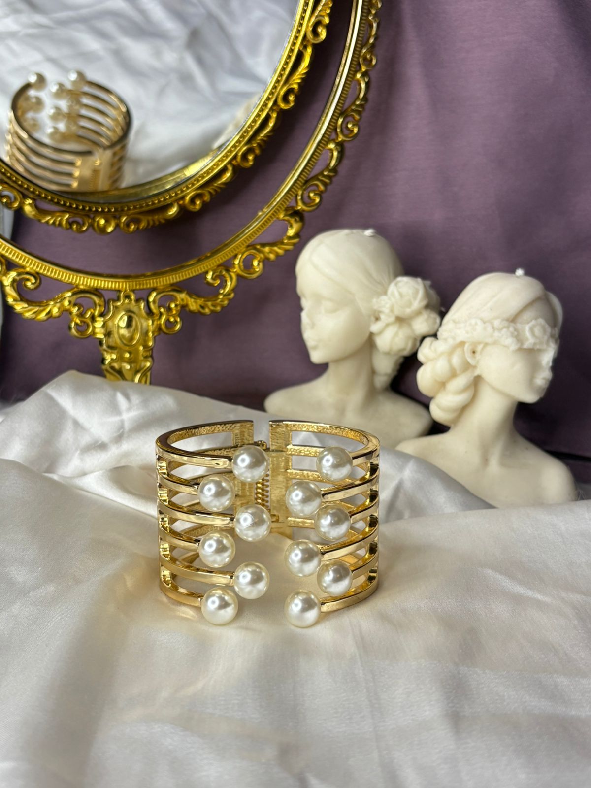 Pearl-Cuff Bracelet Bangle Women
