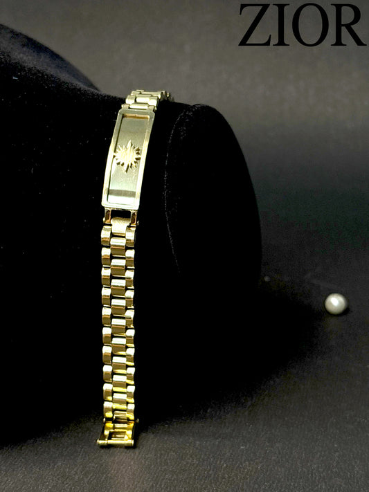 ZIOR Men's Gold-Tone Stainless Steel Bracelet with Sun Emblem