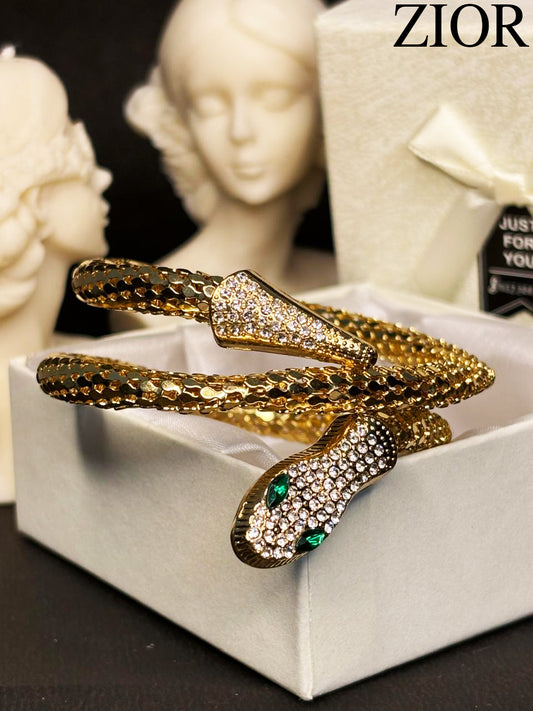 ZIOR Women's Gold-Plated Snake Design Bracelet