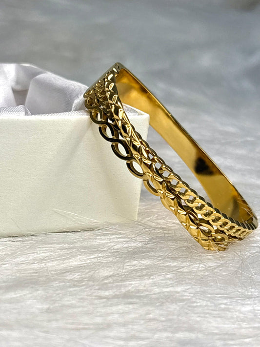 Anti-Tarnish Gold Chain Link Bangle Bracelet for Women | Korean Style Jewellery