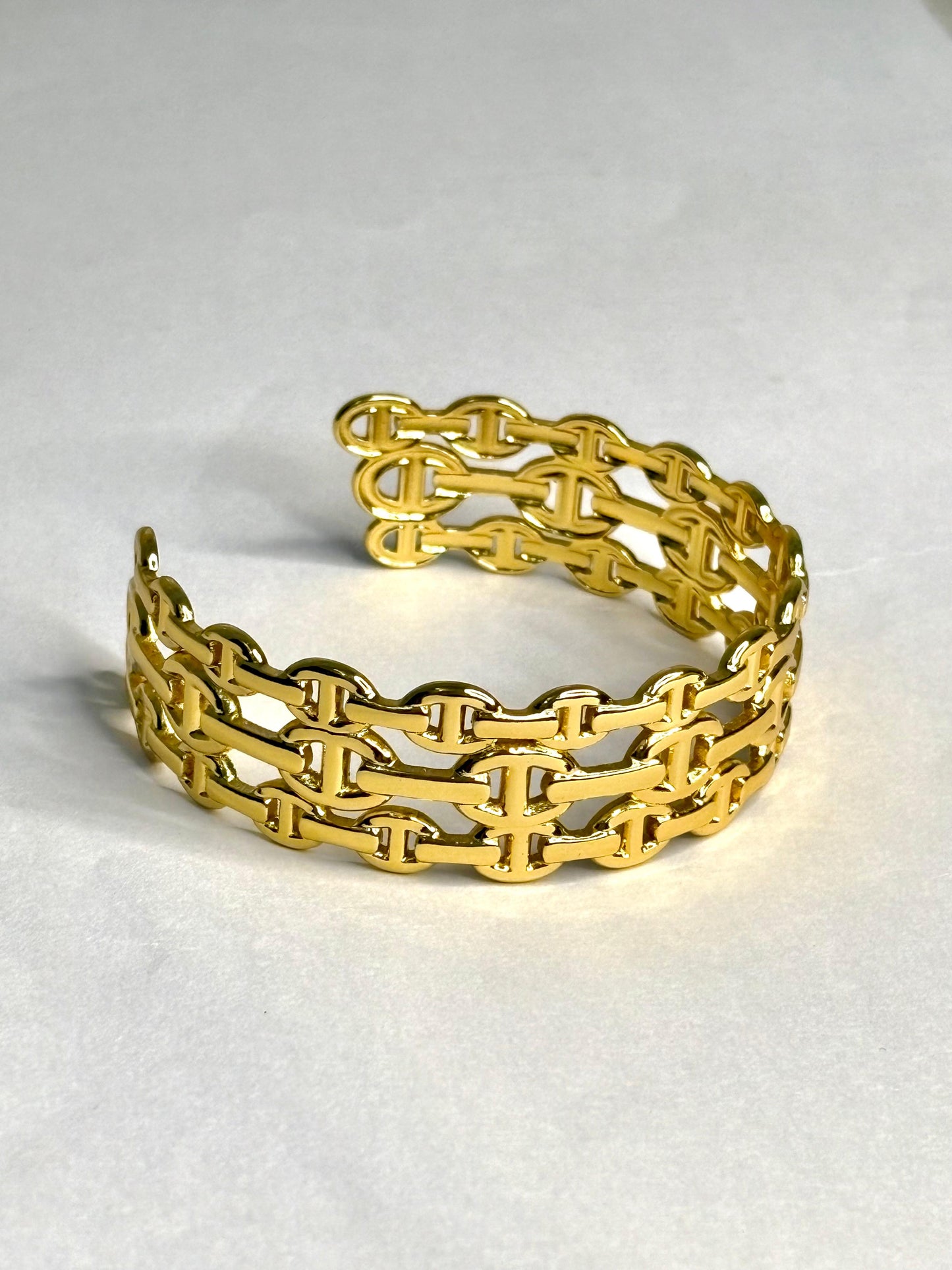 Chunky Anti-Tarnish Gold Statement Chain Cuff Bracelet Bangle | Korean Inspired Women's Jewellery