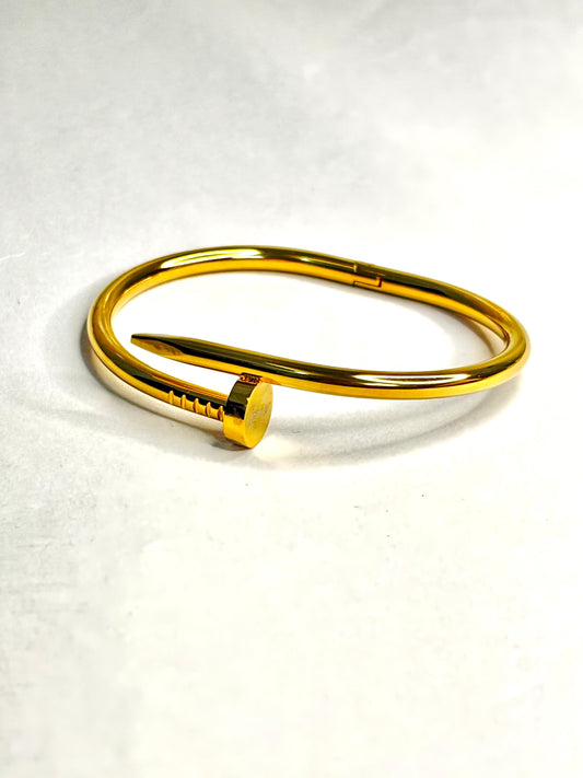 Anti-Tarnish Gold Nail Bangle Bracelet for Women | Korean Style Jewellery