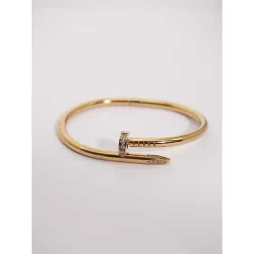Durable Anti-Tarnish Gold Plated Sparkly Nail Design Bangle Bracelet | Luxury Korean Women's Jewellery