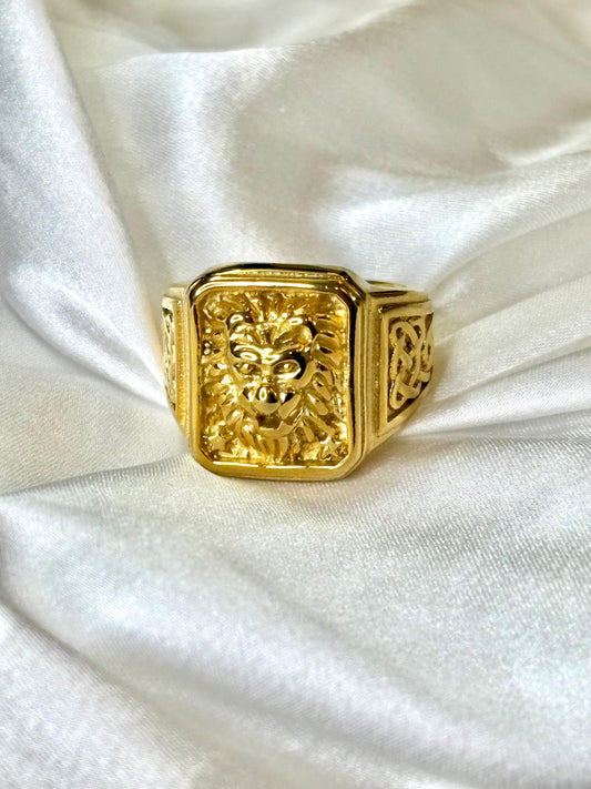 ZIOR Men Gold Plated Ring | Anti-Tarnish Stainless Steel Ring | Size 11 -12