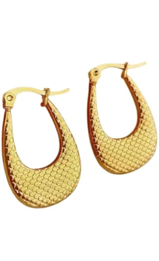 Women's Gold Plated Textured Hoop Earrings - Daily Wear | Party Wear | Office Wear