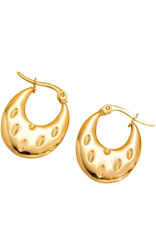 Women's Gold Plated Textured Hoop Earrings - Daily Wear | Party Wear | Office Wear