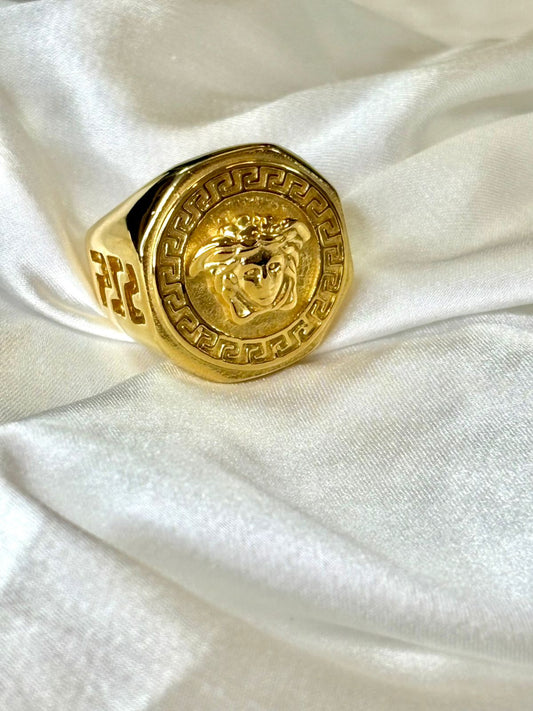 ZIOR Men Gold Plated Ring | Anti-Tarnish Stainless Steel Ring | Size 11-12