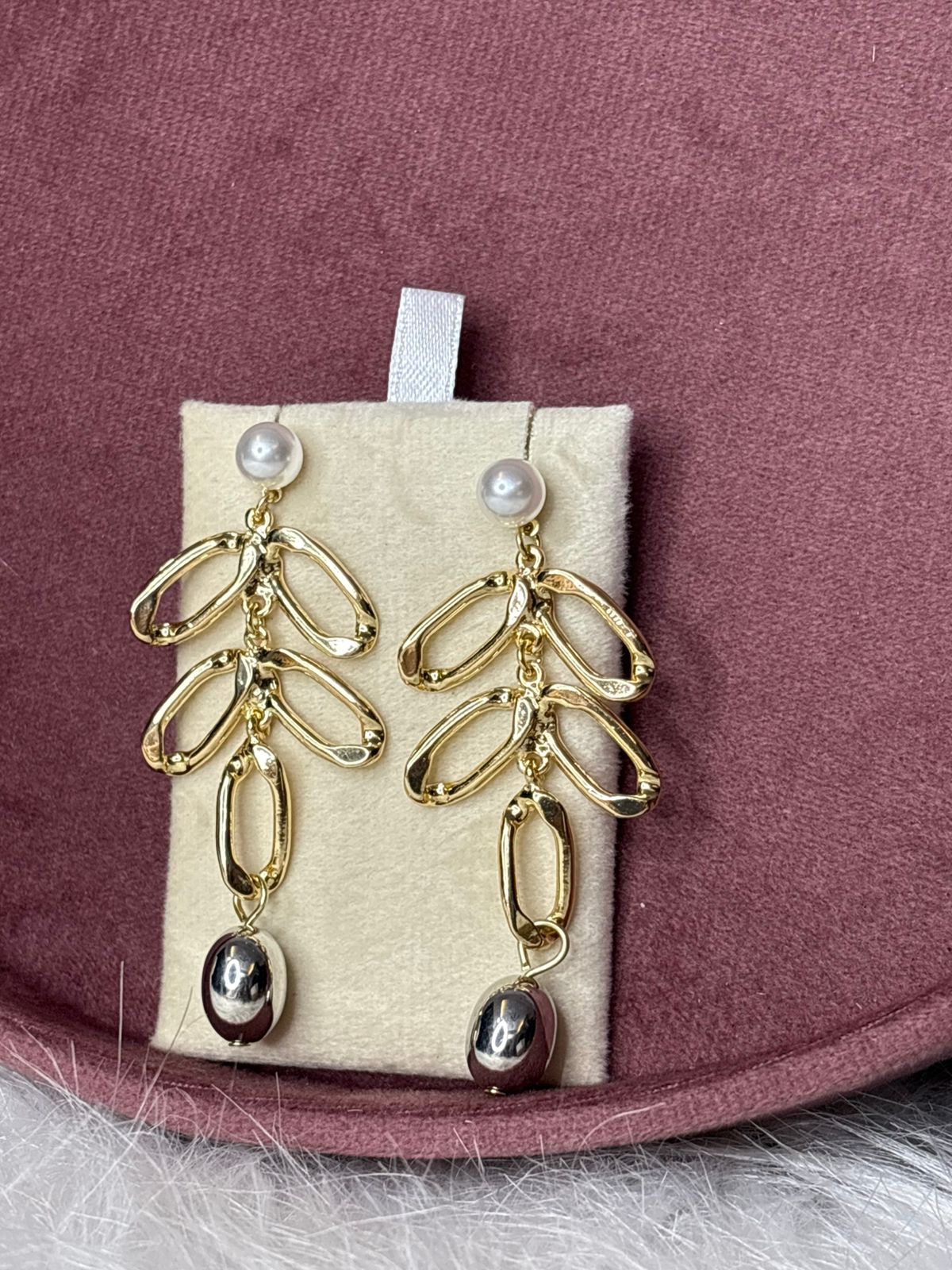 Dual-Tone Floral Drop Earrings