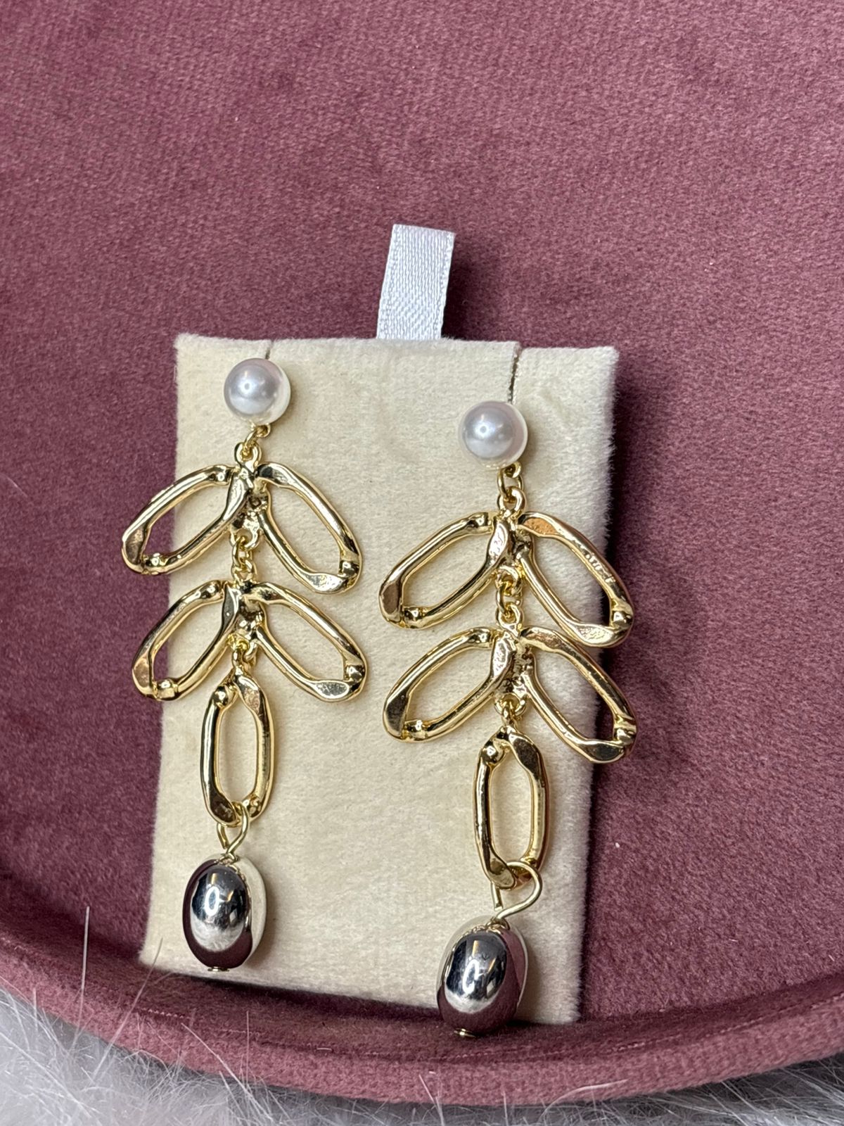 Dual-Tone Floral Drop Earrings