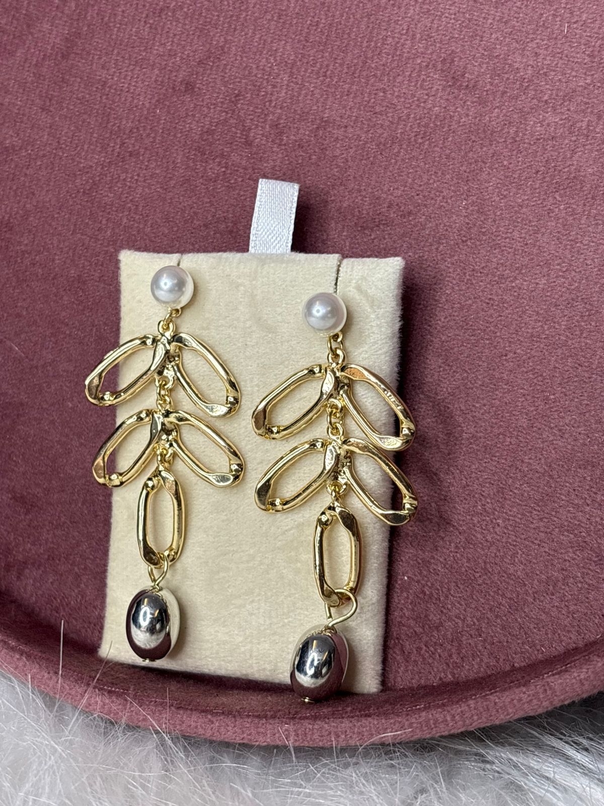 Dual-Tone Floral Drop Earrings