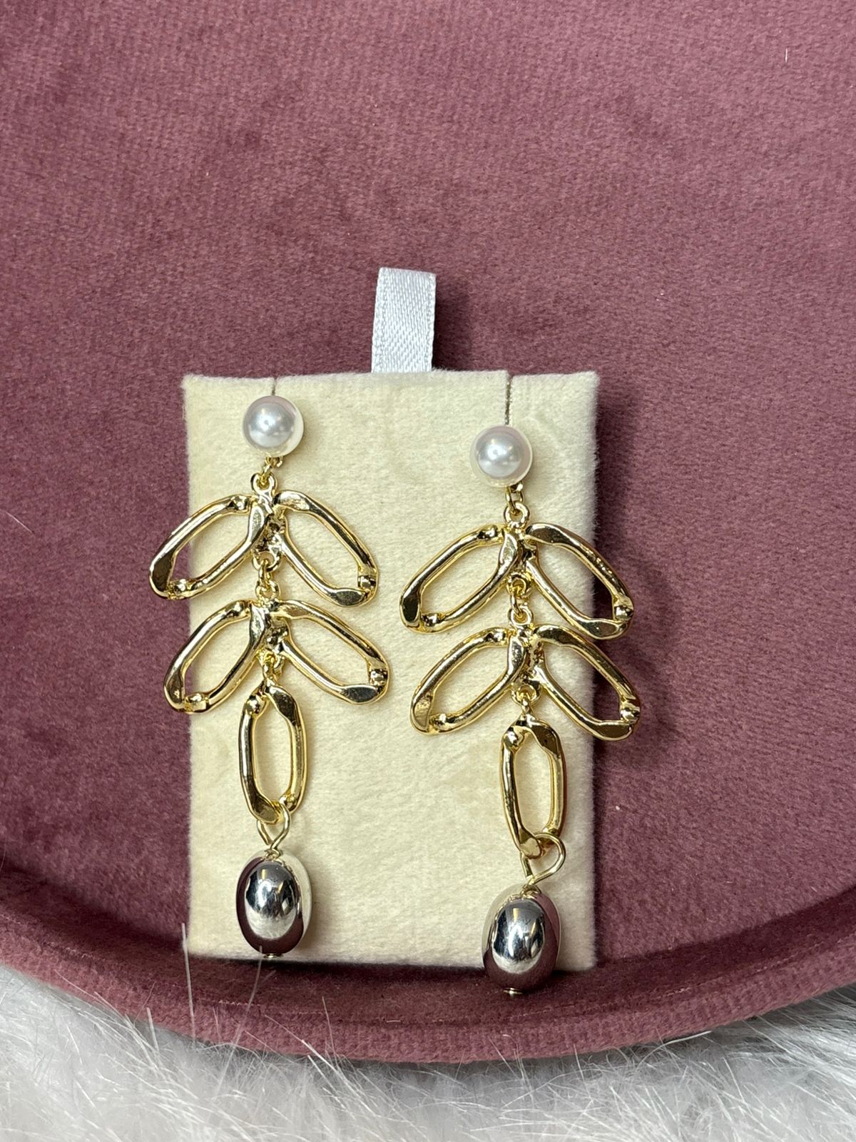 Dual-Tone Floral Drop Earrings