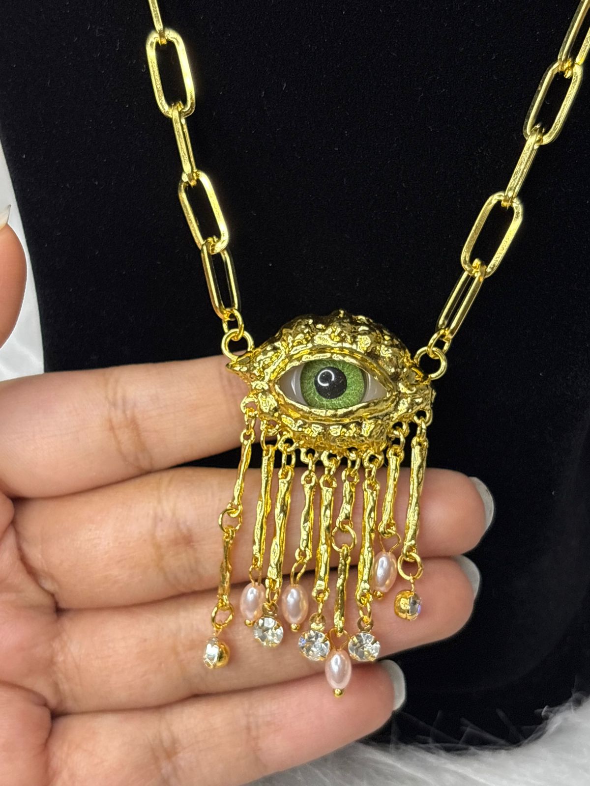 Mystic Gaze Statement Real Eye look Necklace