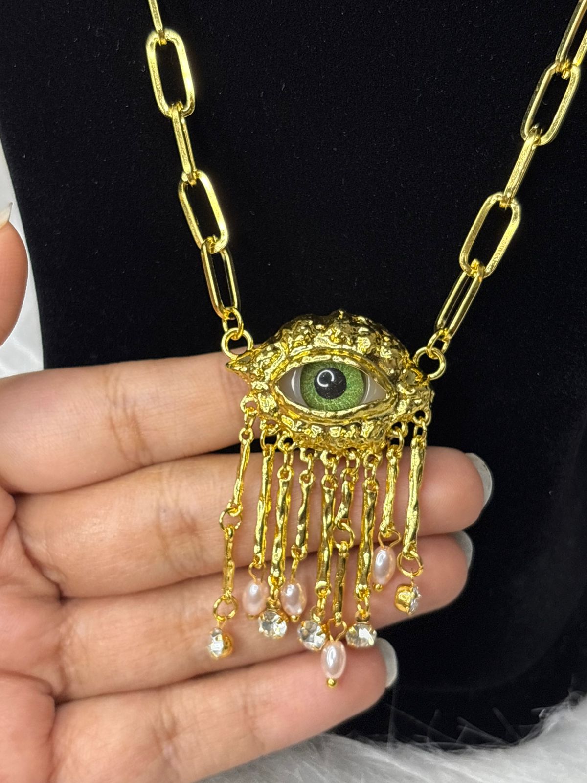 Mystic Gaze Statement Real Eye look Necklace