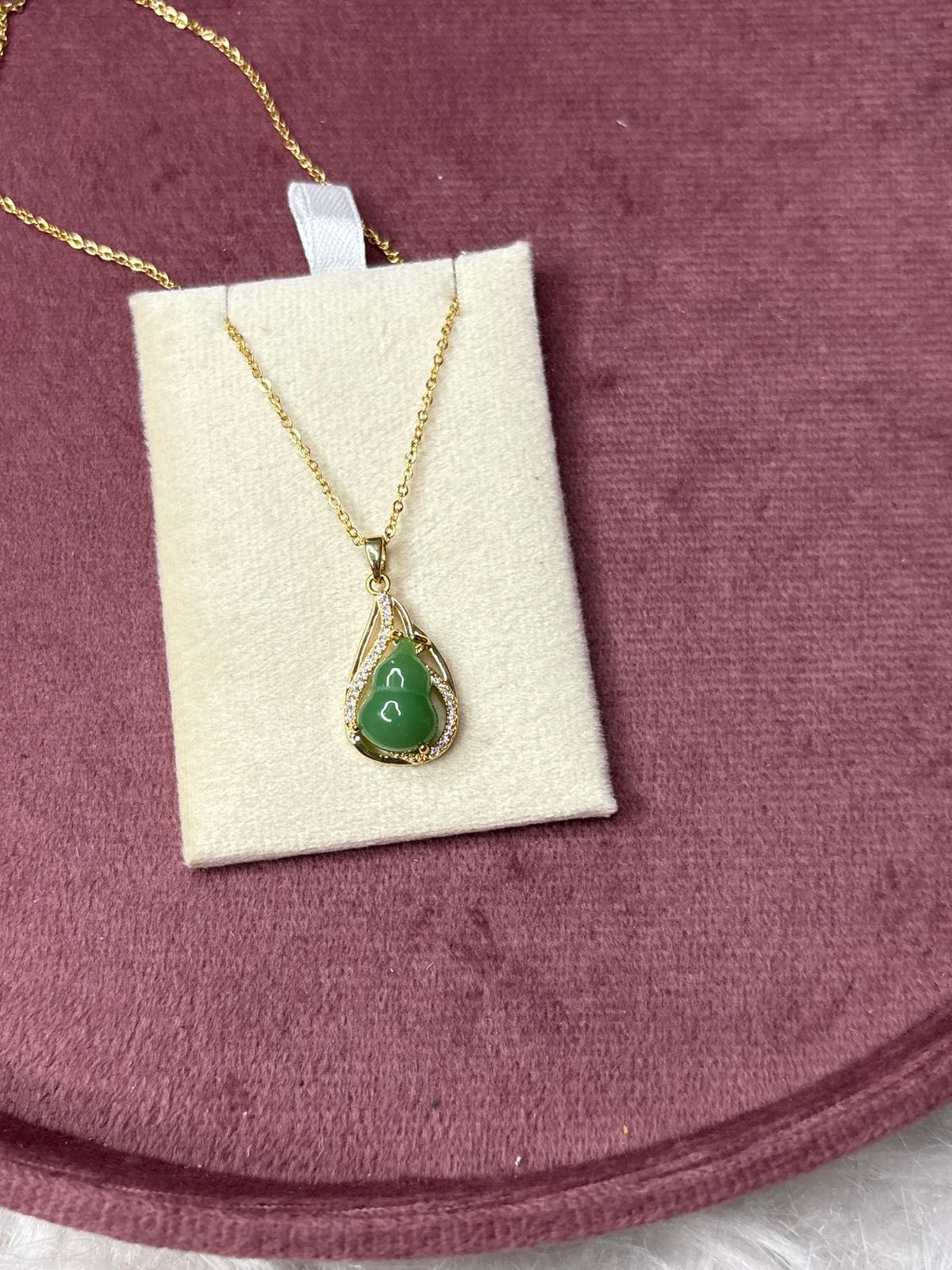Green-Stone Drop Necklace Chain