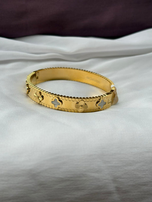 Elegant Crystal Embellished Clover Bangle