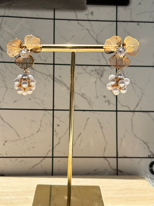 Flower- Pearl Drop Earrings