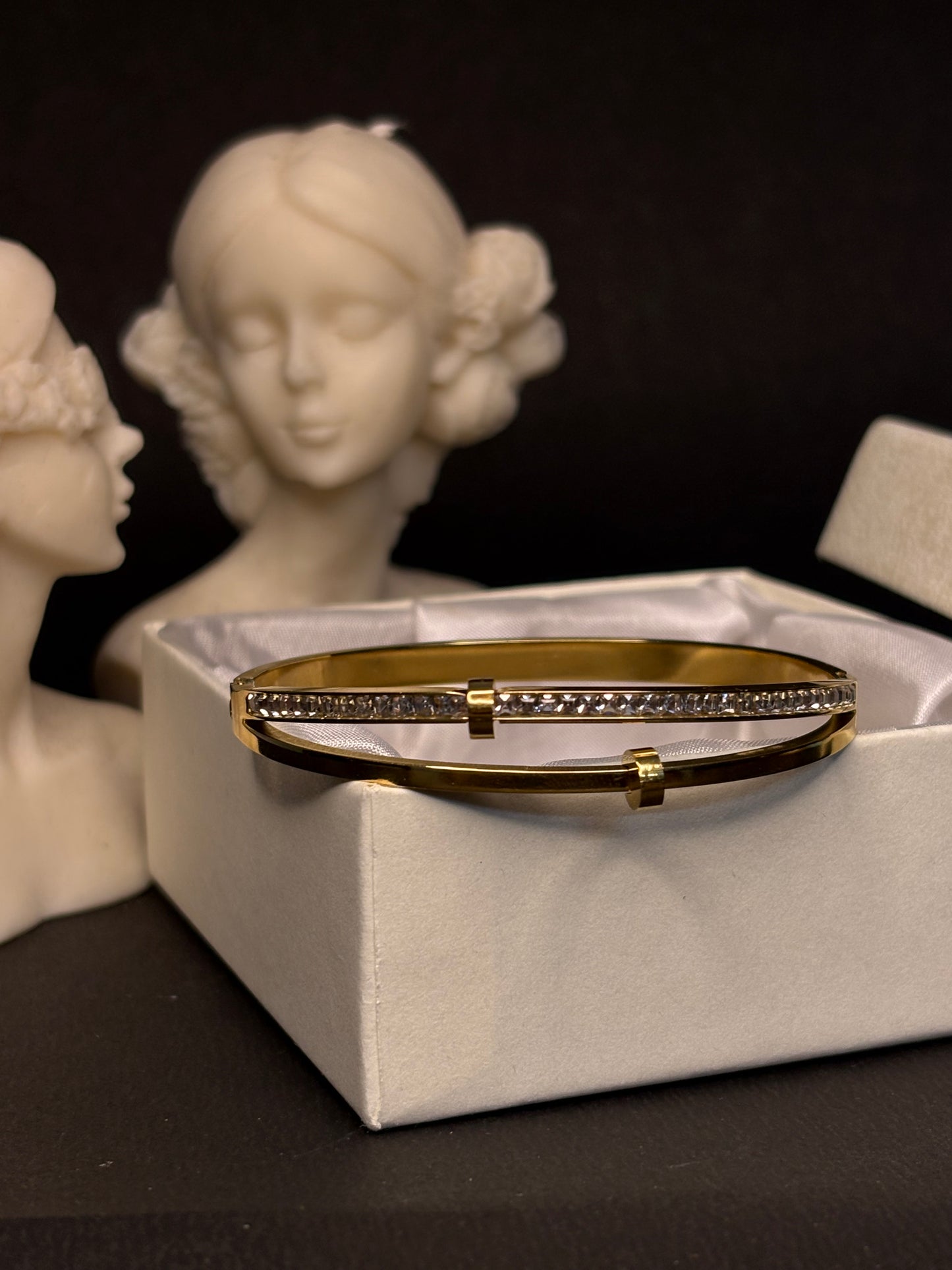 ZIOR Women's Gold-Toned Bangle Bracelet double line