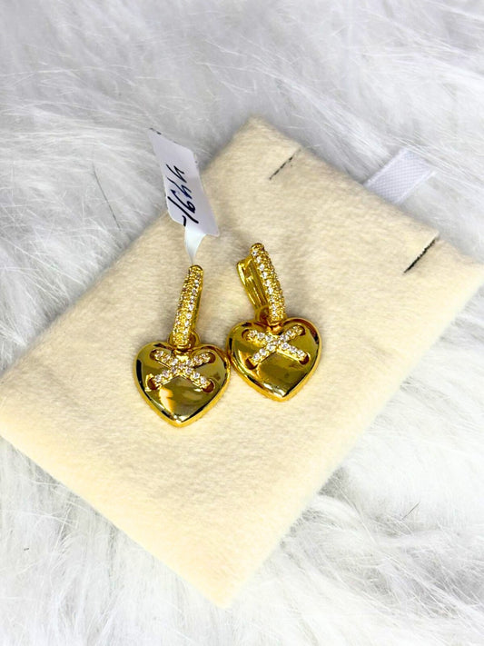 Cross-stone Heart Earrings