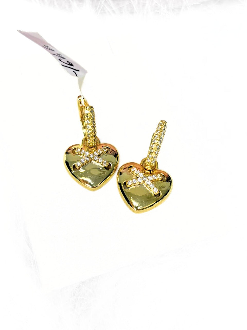 Cross-stone Heart Earrings