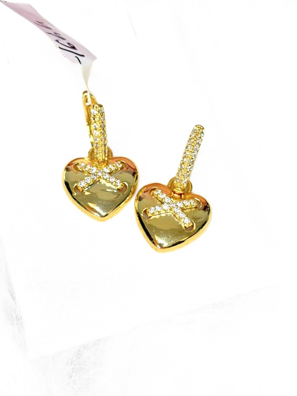 Cross-stone Heart Earrings