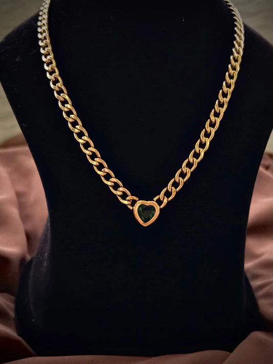 EMERALD HEART CHAIN CHOKER